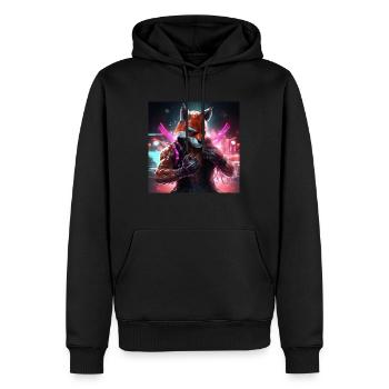 BOXING FOX - Sweat à capuche Premium bio Homme - noir - Devant - Nico (187cm)