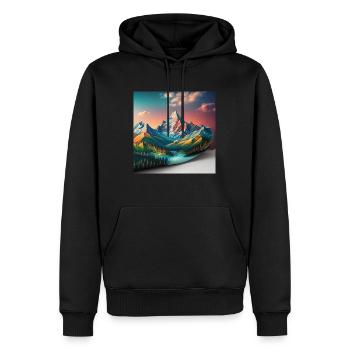 Vue de la montagne - Sweat à capuche Premium bio Homme - noir - Devant - Nico (187cm)