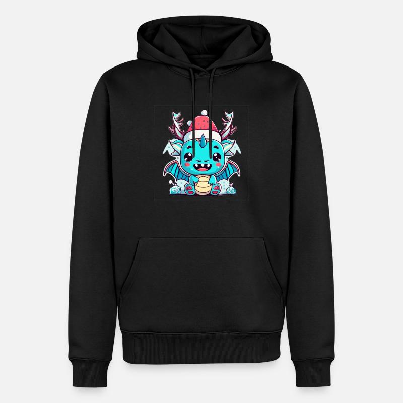 Dragon de Noël - Sweat à capuche Premium bio Homme - noir