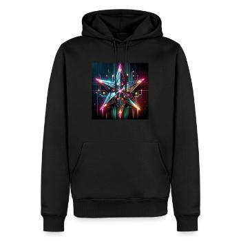 Cyberpunk Weihnachtsstern - Männer Premium Bio Hoodie - Schwarz - Vorne - Nico (187cm)