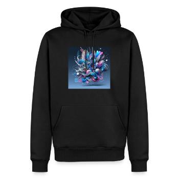 Neon Cyberwelle 02 - Männer Premium Bio Hoodie - Schwarz - Vorne - Nico (187cm)