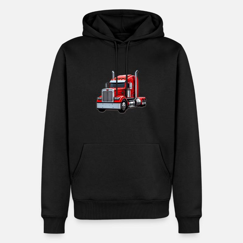 Roter Peterbilt - Männer Premium Bio Hoodie - Schwarz