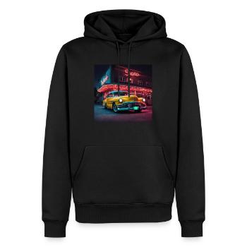 Retro US Diner Vintage Oldschool - Männer Premium Bio Hoodie - Schwarz - Vorne - Nico (187cm)