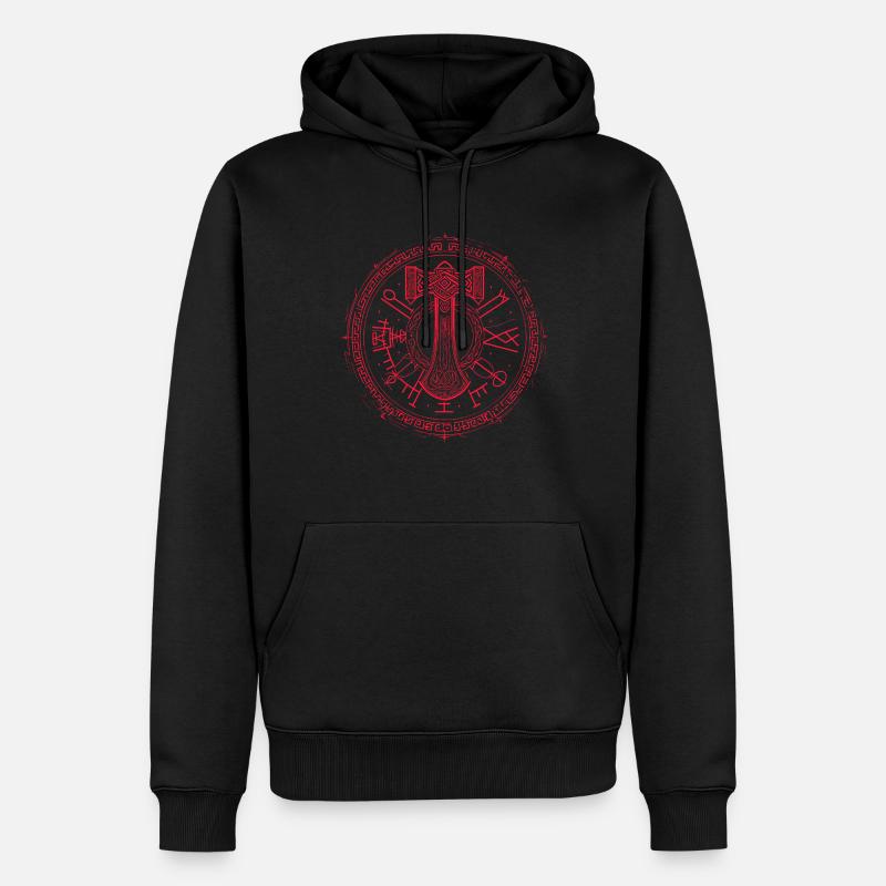 Wikinger Hammer Runenkreis Asatru Heidentum - Männer Premium Bio Hoodie - Schwarz