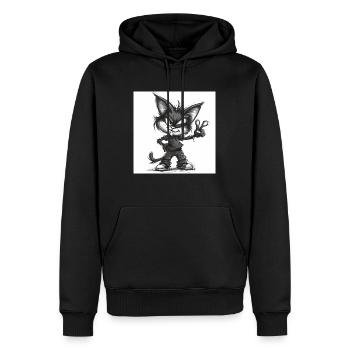 Cool Cat - Men’s Premium Organic Hoodie - black - Front - Nico (187cm)
