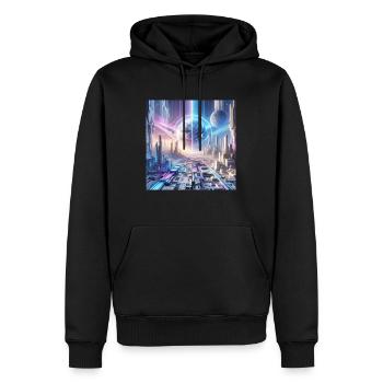 Futurecore aesthetic - Männer Premium Bio Hoodie - Schwarz - Vorne - Nico (187cm)