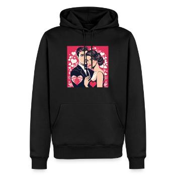 Verliebtes Paar - Männer Premium Bio Hoodie - Schwarz - Vorne - Nico (187cm)