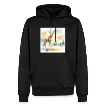 Watercolor Giraffe - Men’s Premium Organic Hoodie - black - Front - Nico (187cm)