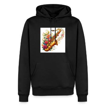 Saxo Fleuriste - Sweat à capuche Premium bio Homme - noir - Devant - Nico (187cm)