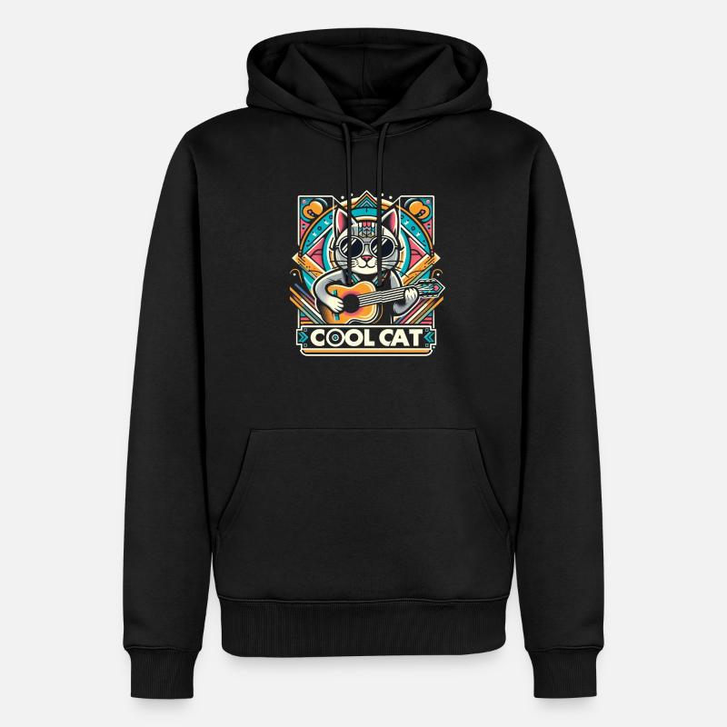 Chat cool - Sweat à capuche Premium bio Homme - noir