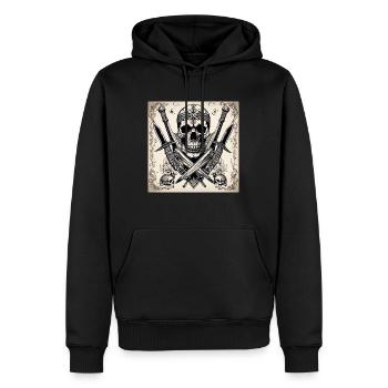 Skull Tat - Männer Premium Bio Hoodie - Schwarz - Vorne - Nico (187cm)