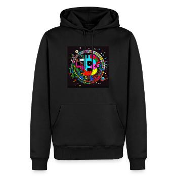 Bitcoin Art - Männer Premium Bio Hoodie - Schwarz - Vorne - Nico (187cm)