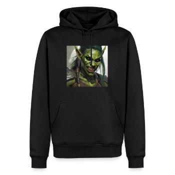 Ork-Frau - Männer Premium Bio Hoodie - Schwarz - Vorne - Nico (187cm)