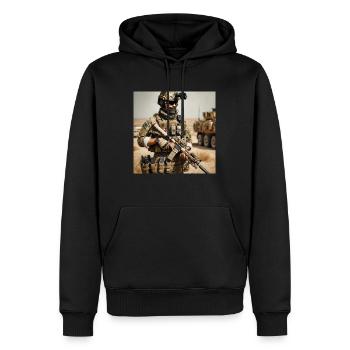 Soldat - Männer Premium Bio Hoodie - Schwarz - Vorne - Nico (187cm)