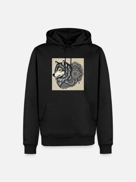 Wolf - Männer Premium Bio Hoodie - Schwarz