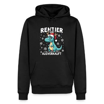 Dino Rentier war ausverkauft - Männer Premium Bio Hoodie - Schwarz - Vorne - Nico (187cm)