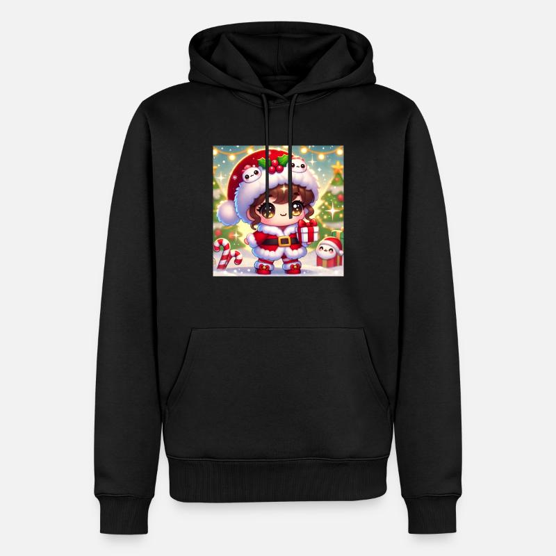 Kawai Weihnachtskleidung - Männer Premium Bio Hoodie - Schwarz