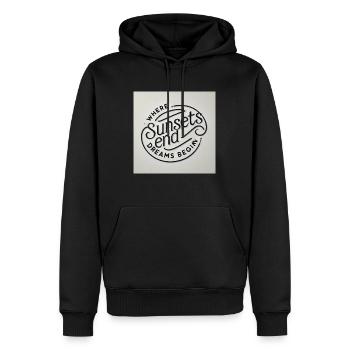 Where Sunsets End, Dreams Begin - Männer Premium Bio Hoodie - Schwarz - Vorne - Nico (187cm)