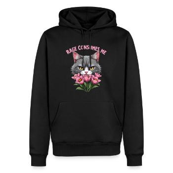 Rage Consumes Me Lustiges Katzenblümchen - Männer Premium Bio Hoodie - Schwarz - Vorne - Nico (187cm)