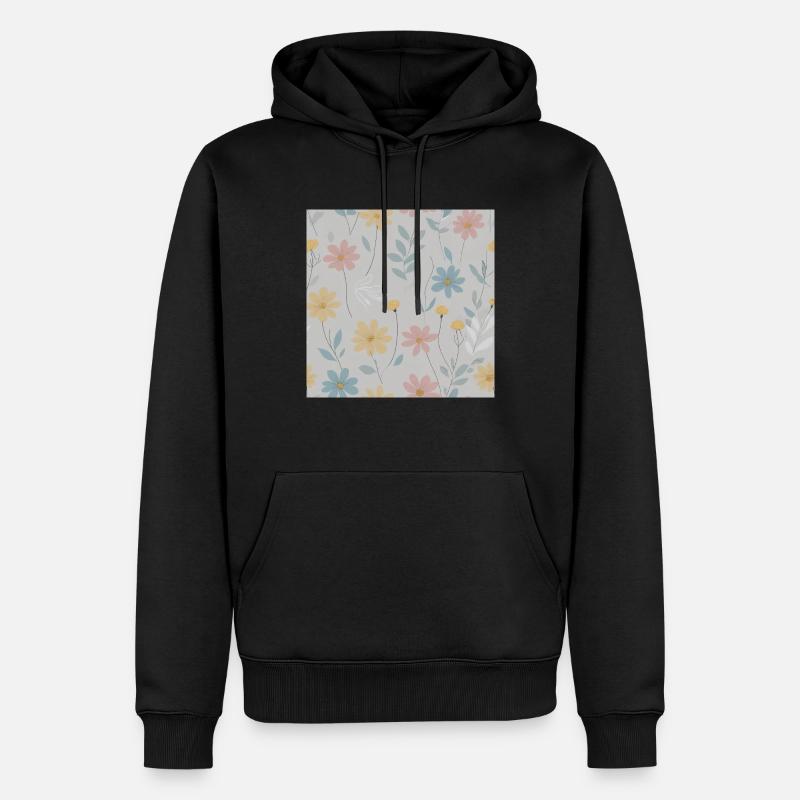 Fleurs pastel douces - Sweat à capuche Premium bio Homme - noir