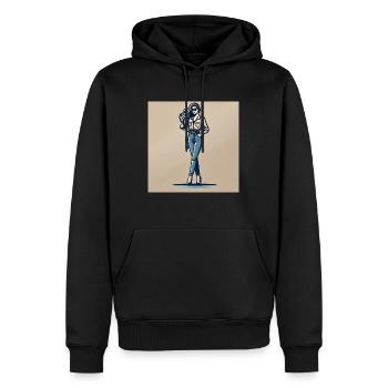 Chic confiant - Sweat à capuche Premium bio Homme - noir - Devant - Nico (187cm)