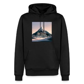 Just Breath – Universe Has Your Back - Men’s Premium Organic Hoodie - black - Front - Nico (187cm)