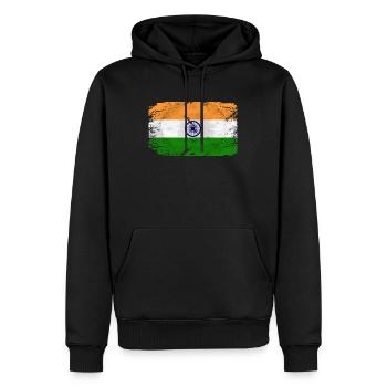 India Flag - Vintage Look - Männer Premium Bio Hoodie - Schwarz - Vorne - Nico (187cm)