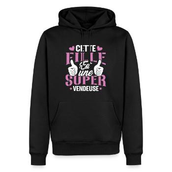 Cette Fille Est Une Super Vendeuse - Sweat à capuche Premium bio Homme - noir - Devant - Nico (187cm)