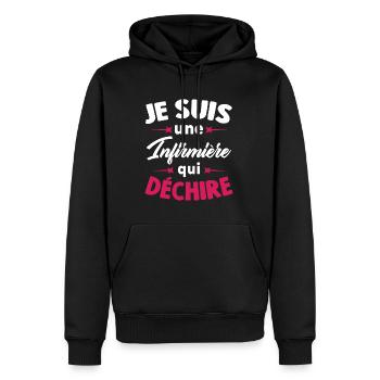 Je suis une Infirmière qui déchire - Sweat à capuche Premium bio Homme - noir - Devant - Nico (187cm)