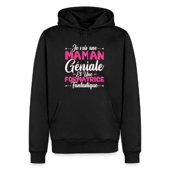 Une maman géniale et une formatrice fantastique - Sweat à capuche Premium bio Homme - noir - Devant - Nico (187cm)