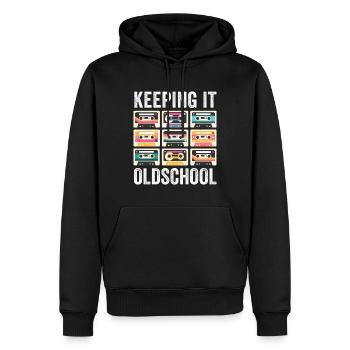 80er 90er Jahre Kassette Mixtape Retro Lustig - Männer Premium Bio Hoodie - Schwarz - Vorne - Nico (187cm)