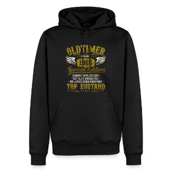 Oldtimer Baujahr Jahrgang 1965 geboren Geburtstag - Männer Premium Bio Hoodie - Schwarz - Vorne - Nico (187cm)