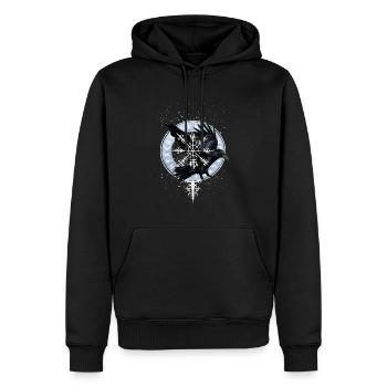 Runen nordisch mysthisch Rabe Symbol - Männer Premium Bio Hoodie - Schwarz - Vorne - Nico (187cm)