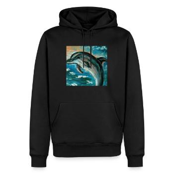 Delfin - Männer Premium Bio Hoodie - Schwarz - Vorne - Nico (187cm)