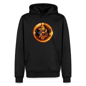Bitcoin glow round - Männer Premium Bio Hoodie - Schwarz - Vorne - Nico (187cm)