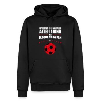 Alter Mann - Magdeburg Fan | Retro Vintage Design - Männer Premium Bio Hoodie - Schwarz - Vorne - Nico (187cm)