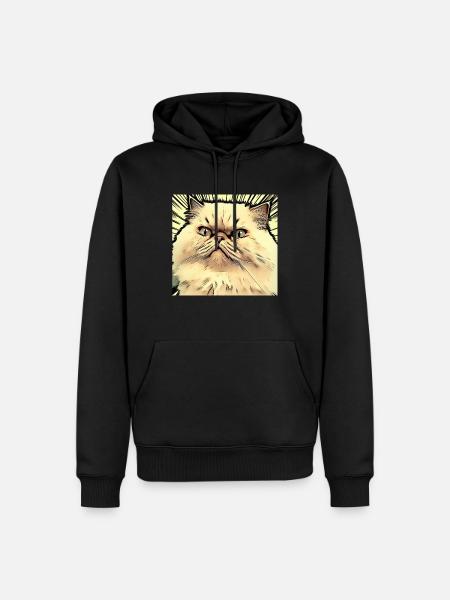 Perserkatze Negan im Comicstyle - Männer Premium Bio Hoodie - Schwarz