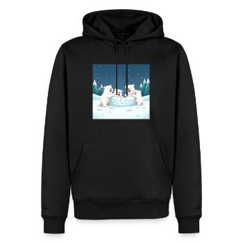 Spielende Eisbären bauen ein Iglu - Winter cartoon - Männer Premium Bio Hoodie - Schwarz - Vorne - Nico (187cm)