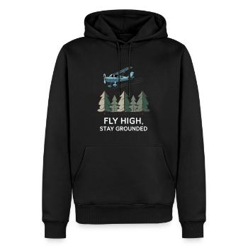 Fly High, Stay Grounded - Abenteuerliches Design - Männer Premium Bio Hoodie - Schwarz - Vorne - Nico (187cm)