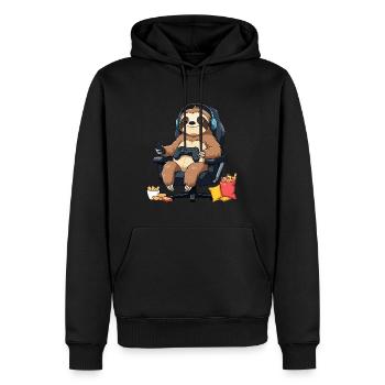 Gaming sloth in chill mode - Men’s Premium Organic Hoodie - black - Front - Nico (187cm)