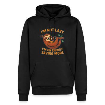Faules Faultier im Energiesparmodus - Männer Premium Bio Hoodie - Schwarz - Vorne - Nico (187cm)