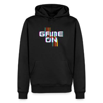 Jeu activé - Sweat à capuche Premium bio Homme - noir - Devant - Nico (187cm)