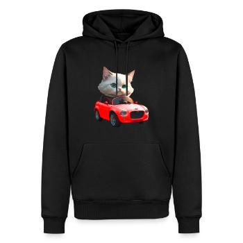 Katze fährt Cabrio - Männer Premium Bio Hoodie - Schwarz - Vorne - Nico (187cm)