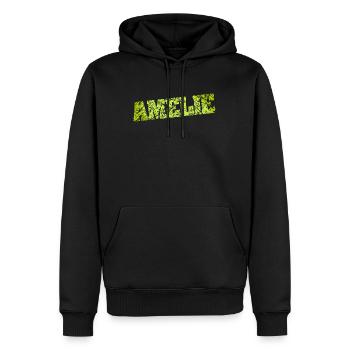 Amelie - Männer Premium Bio Hoodie - Schwarz - Vorne - Nico (187cm)