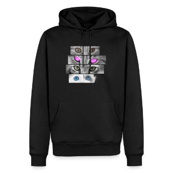 Katze Karzen Augen pink blau und grün Katzenaugen - Männer Premium Bio Hoodie - Schwarz - Vorne - Nico (187cm)