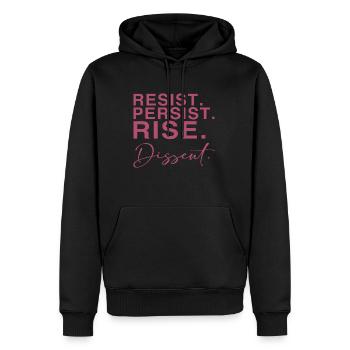 Resist. Persist. Rise. Dissent. - Männer Premium Bio Hoodie - Schwarz - Vorne - Nico (187cm)
