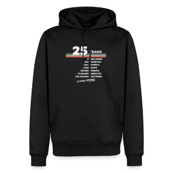 25ème Anniversaire Millésime 25 ans Retro 300 - Sweat à capuche Premium bio Homme - noir - Devant - Nico (187cm)