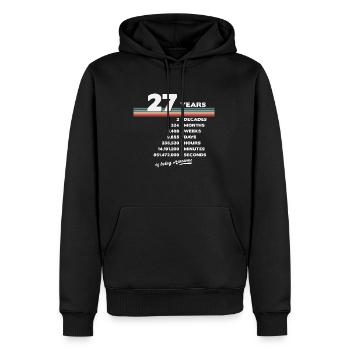 27ème Anniversaire Millésime 27 ans Rétro 324 - Sweat à capuche Premium bio Homme - noir - Devant - Nico (187cm)