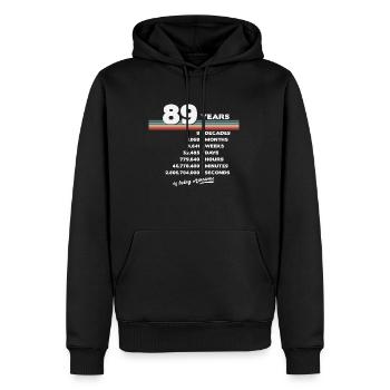 89ème Anniversaire Millésime 89 ans Rétro 1068 - Sweat à capuche Premium bio Homme - noir - Devant - Nico (187cm)