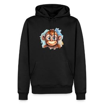 Affe Zeichnung Wasserfarben - Männer Premium Bio Hoodie - Schwarz - Vorne - Nico (187cm)